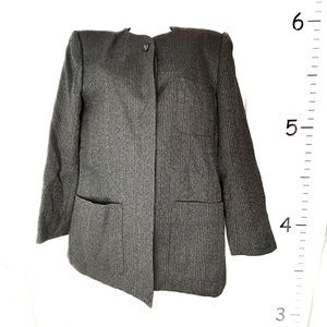 Kasper for A.S.L.‎ Black Tweed Wool Blazer Jacket Women's 12